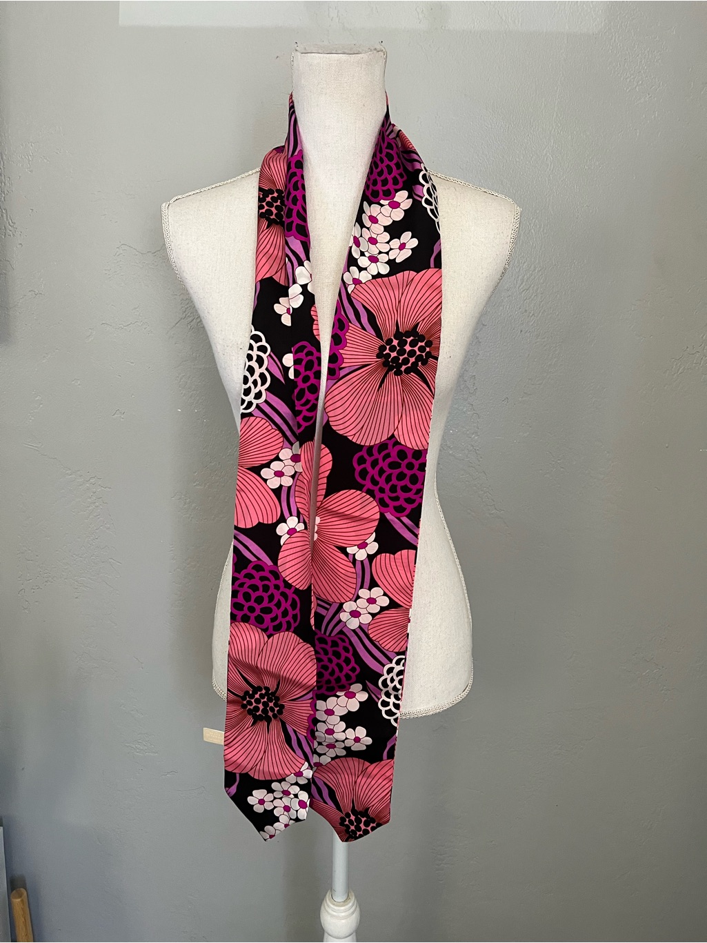 Nordstrom Pink Purple Black Floral Silk Scarf